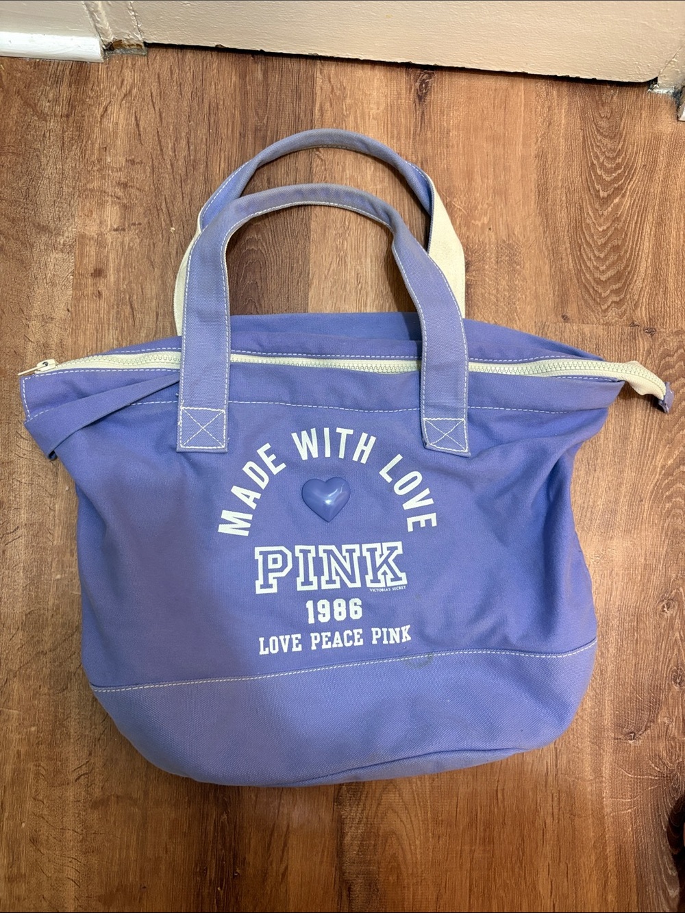 PINK Victoria's Vintage 2000’s Secret Lavender Canvas Tote with Cream Trim